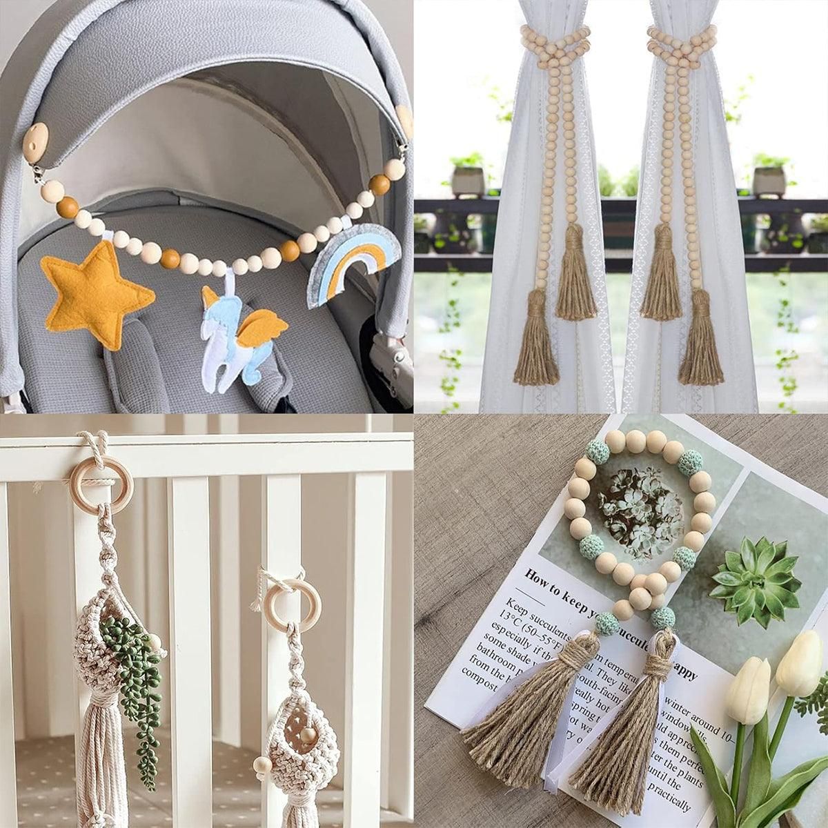 414 Piece DIY Beading Kit Round Wooden Beads Set Craft Jewelry Supplies Home Decor
