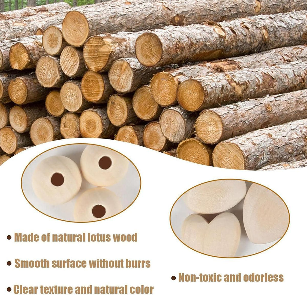 414 Piece DIY Beading Kit Round Wooden Beads Set Craft Jewelry Supplies Home Decor