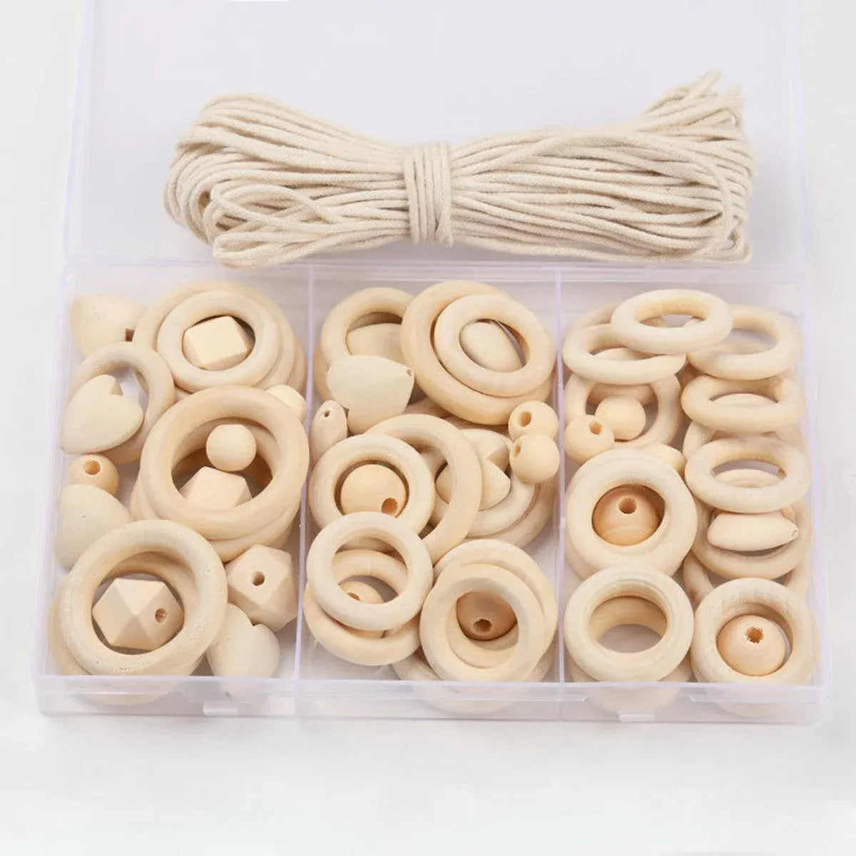 414 Piece DIY Beading Kit Round Wooden Beads Set Craft Jewelry Supplies Home Decor