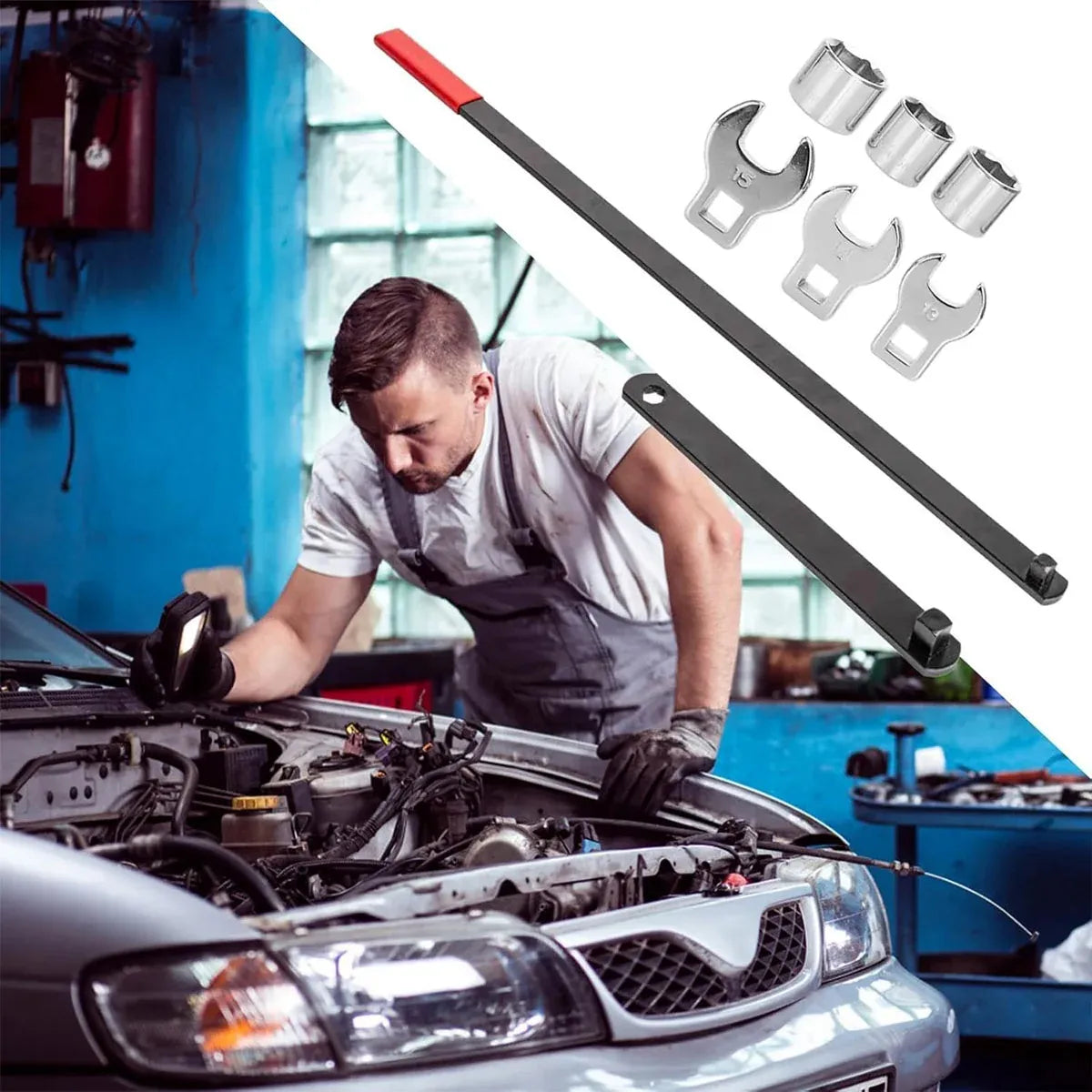 8 Piece Idler Pulley Belt Tensioner Wrench Set Car Disassembly Adjustment Tool Kit