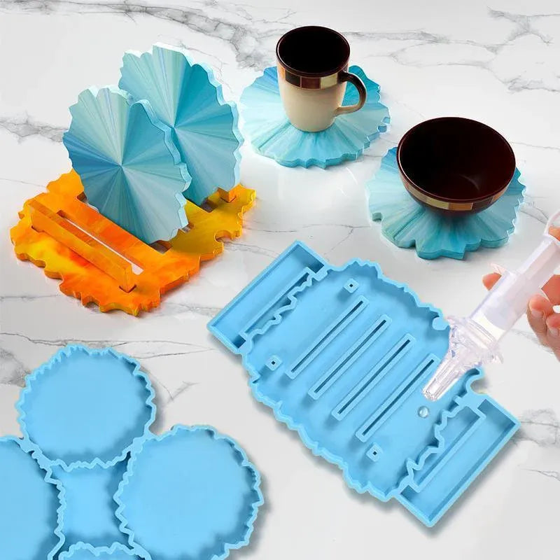 2 Piece Coaster Epoxy Resin Mould Silicone Cup Mat Holder DIY Craft Tool