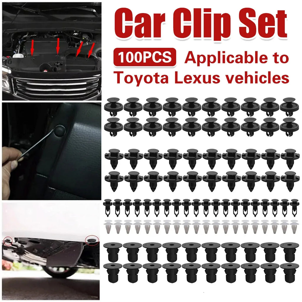 100 Piece Car Trim Clip Set PP Push Rivets for Toyota Lexus Bumper Fender Repair