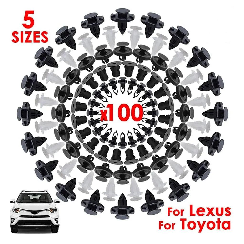 100 Piece Car Trim Clip Set PP Push Rivets for Toyota Lexus Bumper Fender Repair