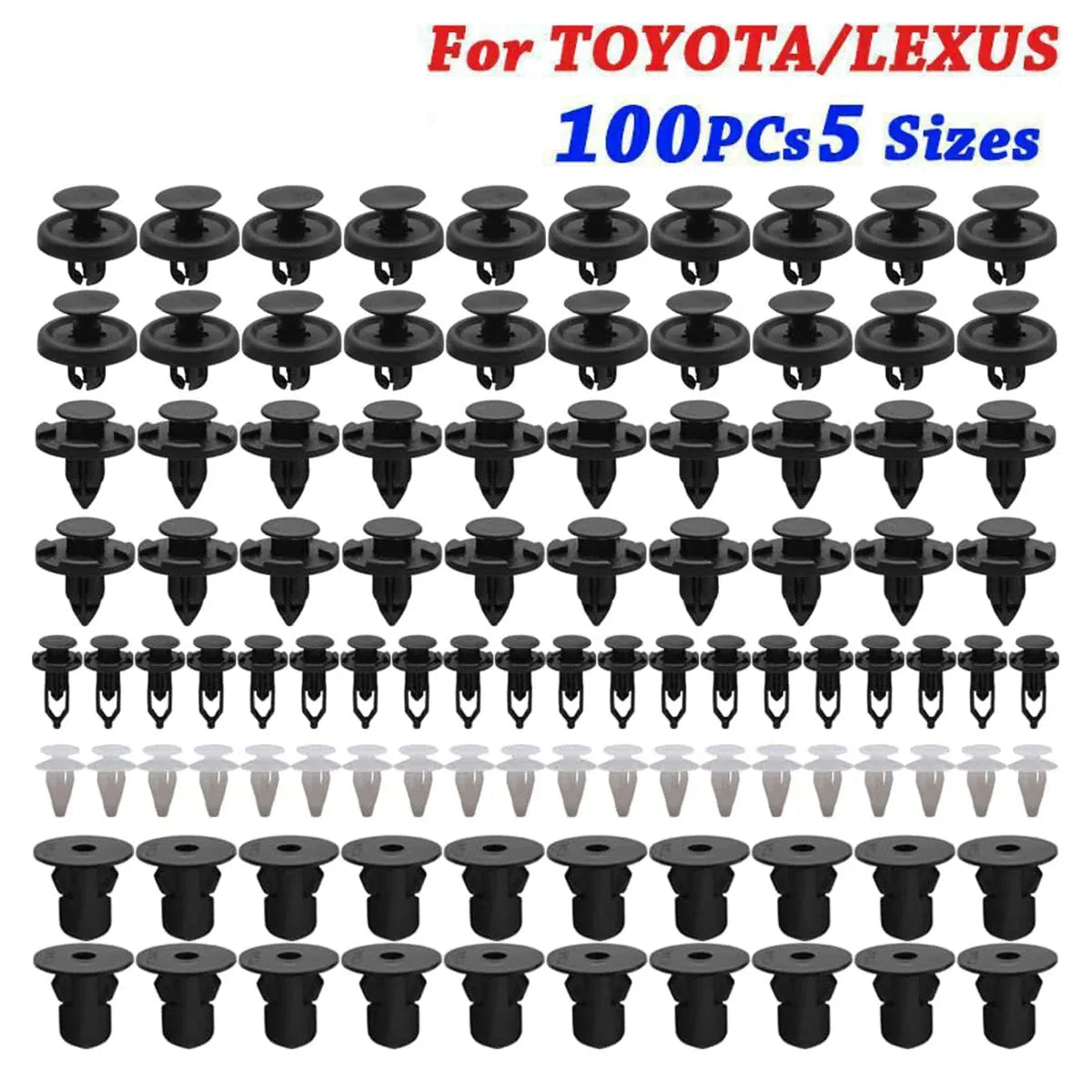 100 Piece Car Trim Clip Set PP Push Rivets for Toyota Lexus Bumper Fender Repair