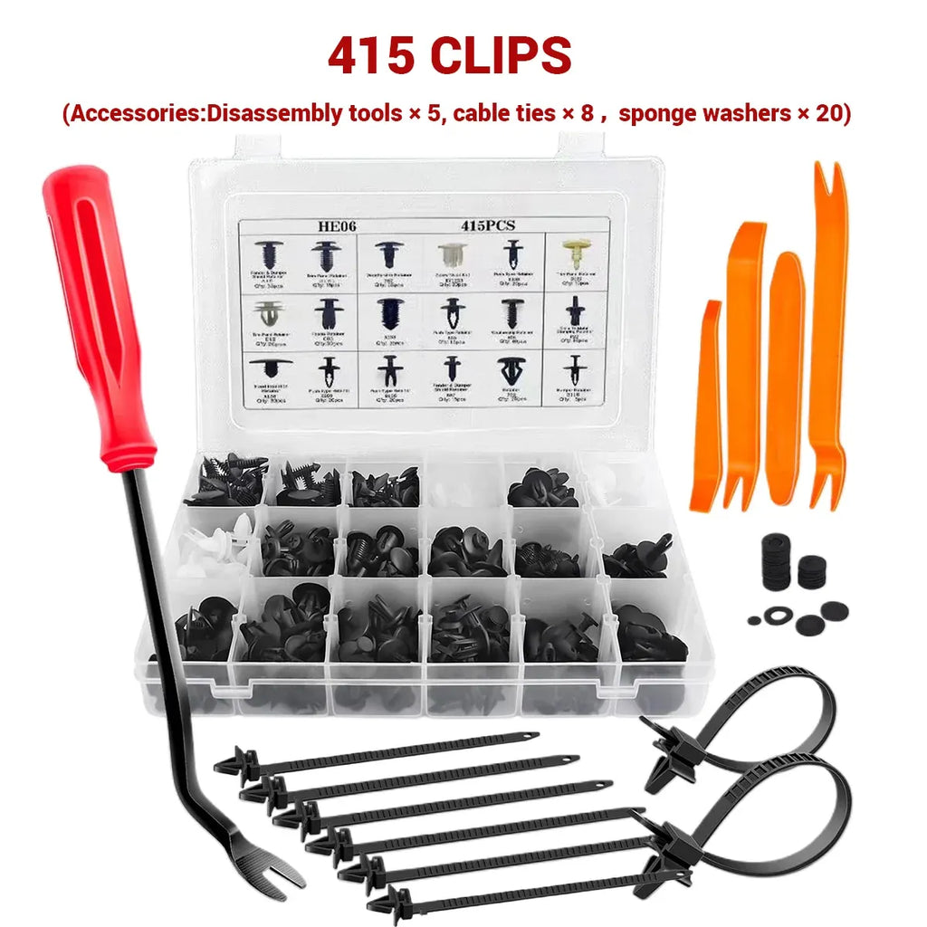 415 Piece Car Buckle Set for Auto Body Trim Bumper Fender Repair