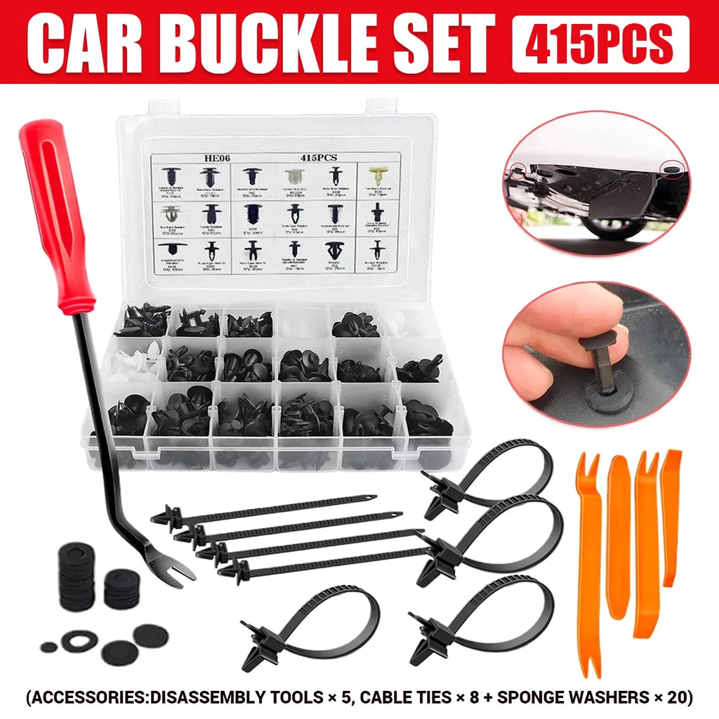 415 Piece Car Buckle Set for Auto Body Trim Bumper Fender Repair