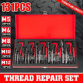 131 Piece Thread Repair Kit M5 M6 M8 M10 M12 Helicoil Set with Drill and Tap Tools