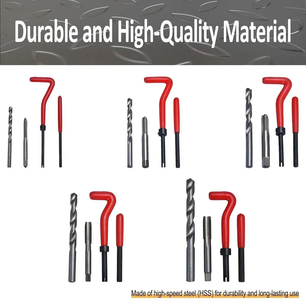 131 Piece Thread Repair Kit M5 M6 M8 M10 M12 Helicoil Set with Drill and Tap Tools