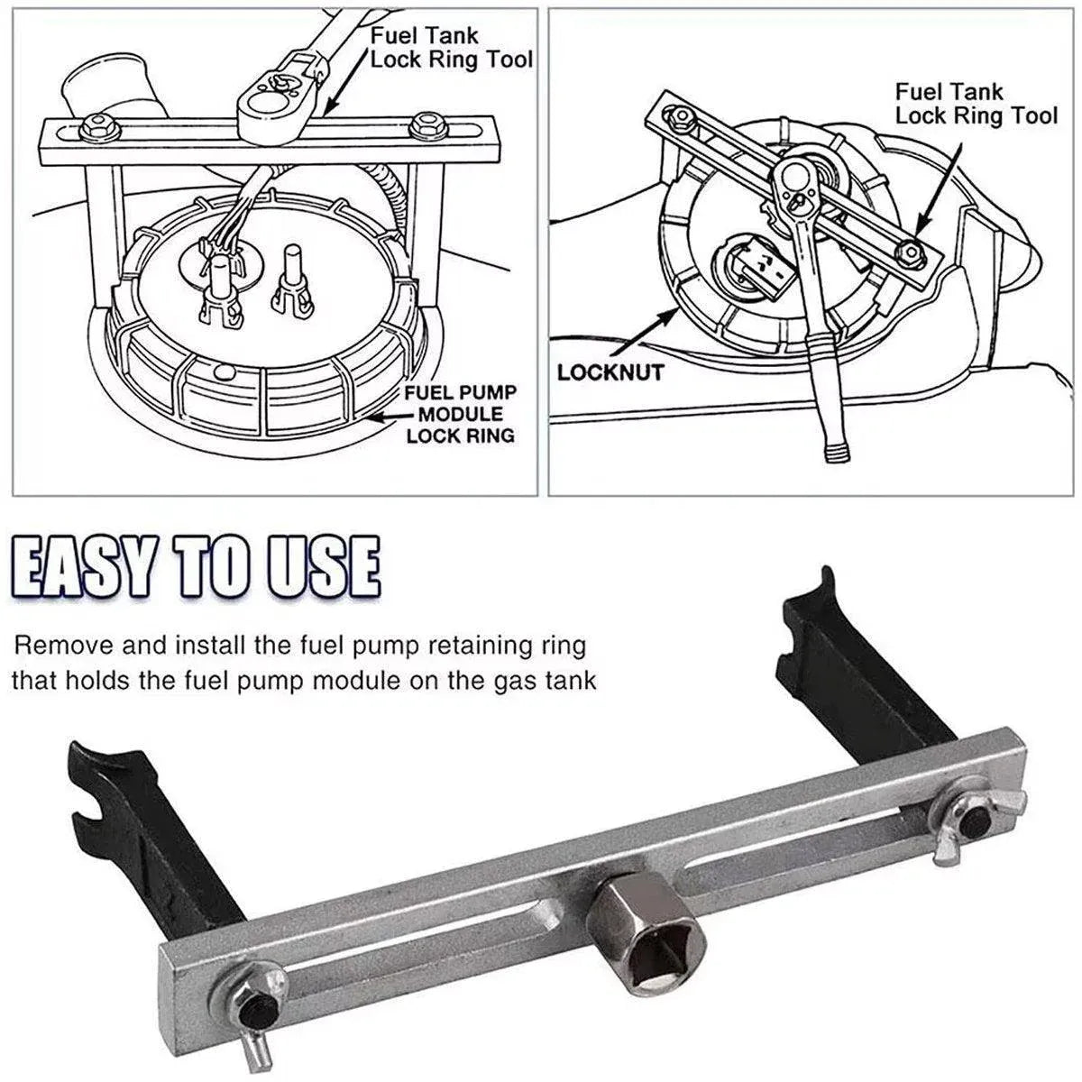 Adjustable Universal Fuel Tank Cover Removal Tool 3 Claws Gasoline Pump Wrench – Four-Grasp