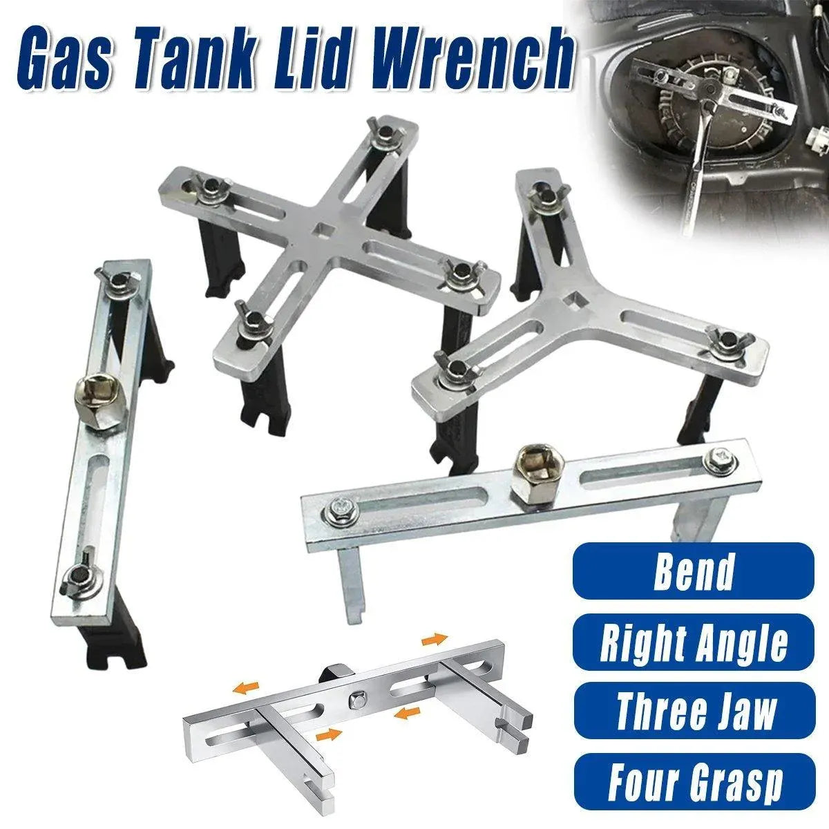 Adjustable Universal Fuel Tank Cover Removal Tool 3 Claws Gasoline Pump Wrench – Four-Grasp