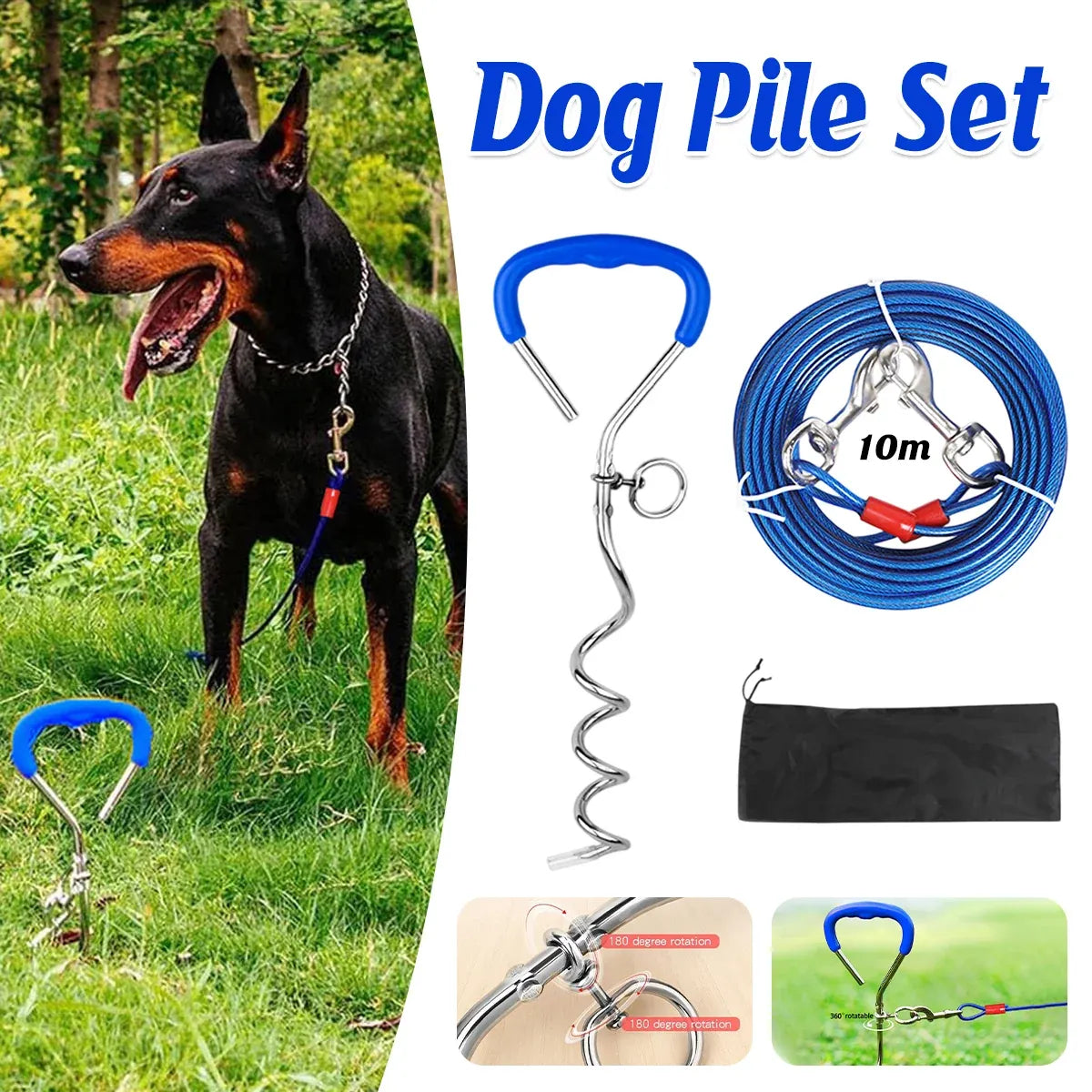 Dog Stake Suit Dog Leash Small Medium Dog Outdoor Walking Pet Fixed Stake Bolt