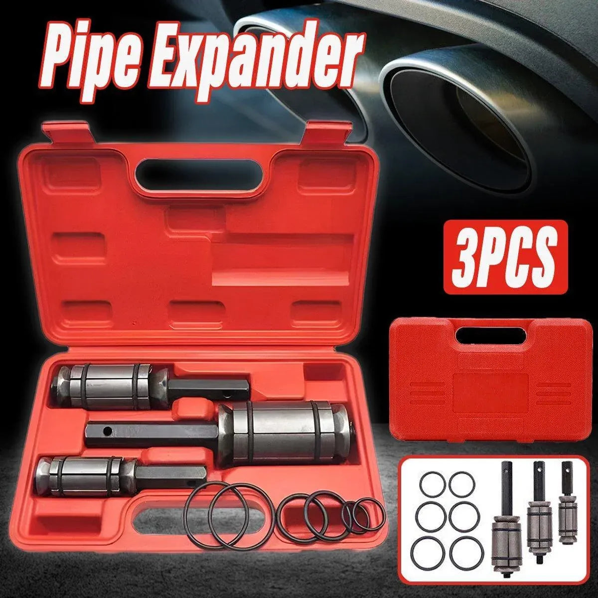 Tail Pipe Expander Set Exhaust Muffler Spreader Dent Remover Tool Kit 3 Piece