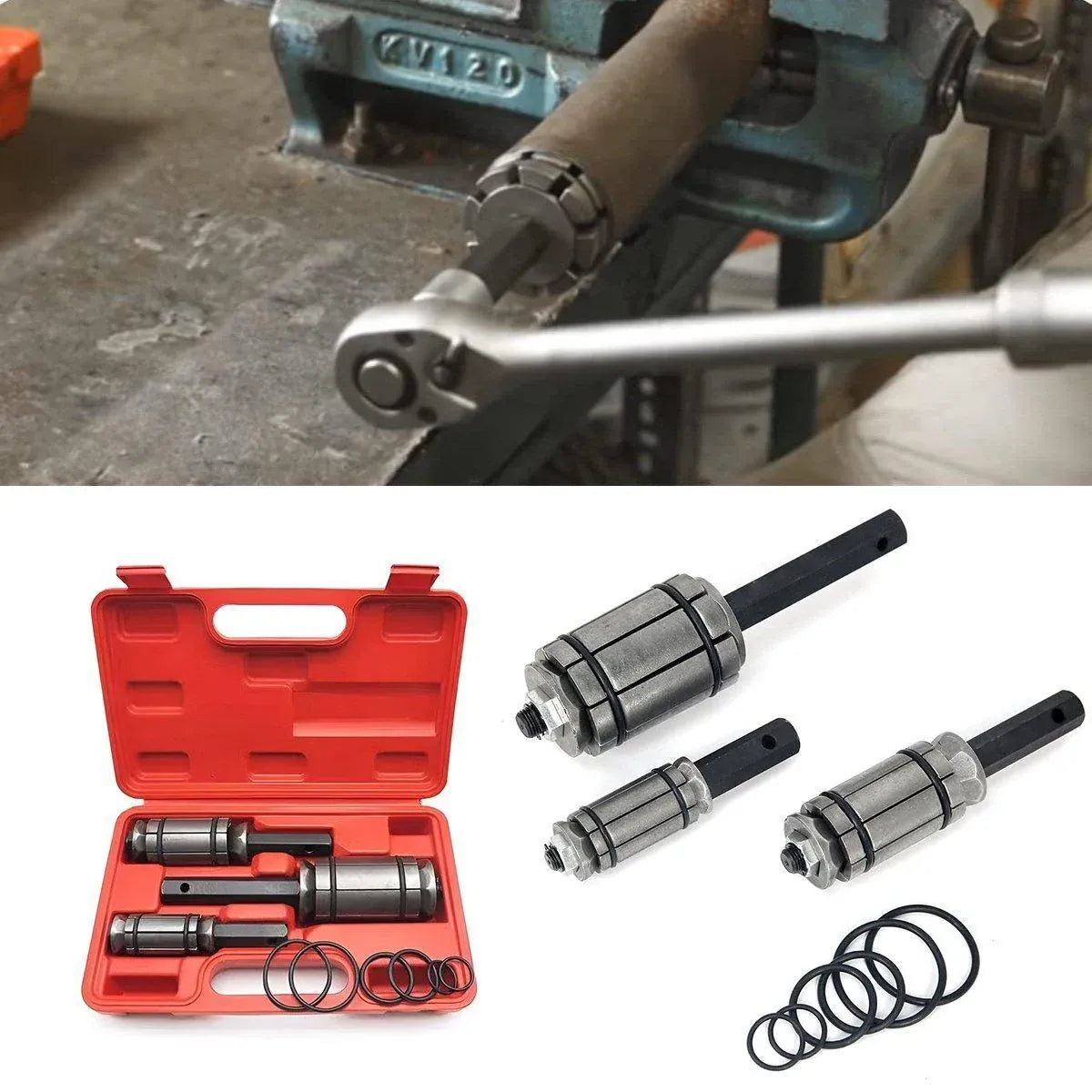 Tail Pipe Expander Set Exhaust Muffler Spreader Dent Remover Tool Kit 3 Piece