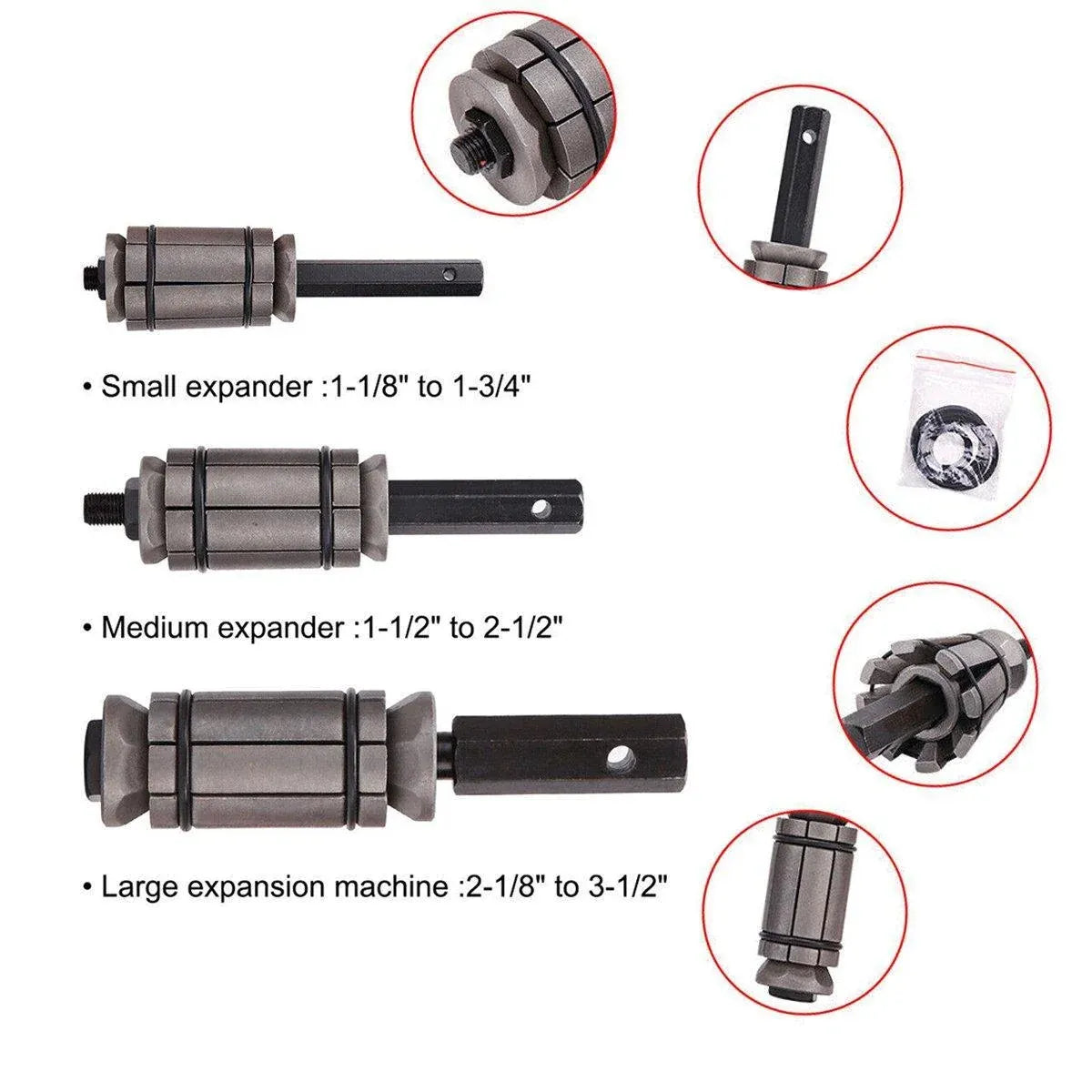 Tail Pipe Expander Set Exhaust Muffler Spreader Dent Remover Tool Kit 3 Piece