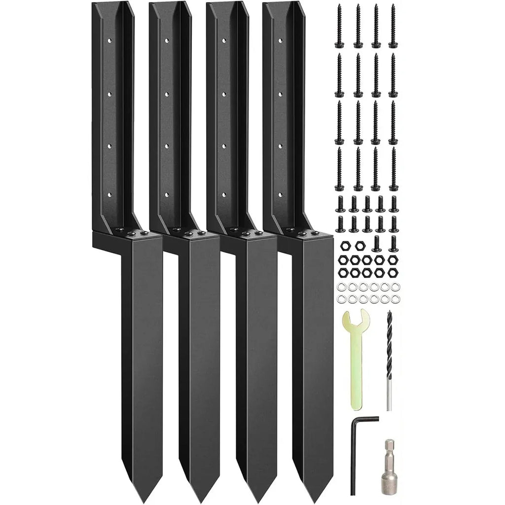 4 Piece Heavy Duty Fence Post Anchor Ground Stake For Fixing Leaning Wood Support