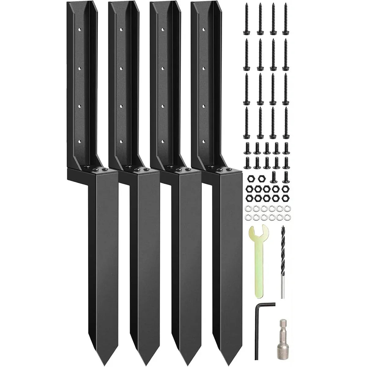 4 Piece Heavy Duty Fence Post Anchor Ground Stake For Fixing Leaning Wood Support