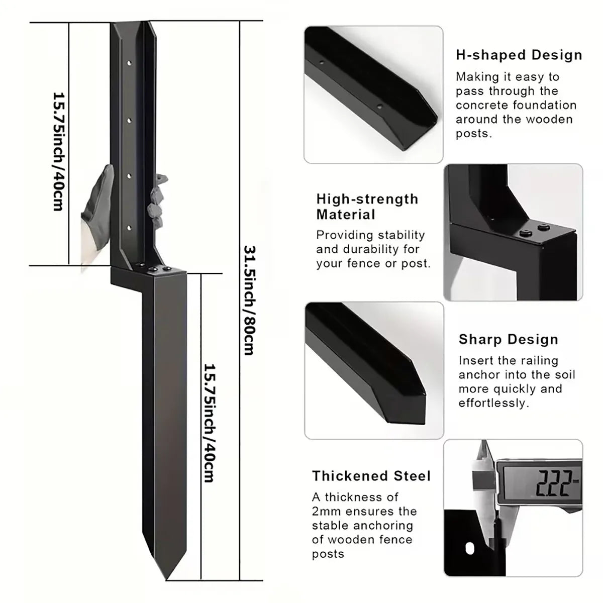4 Piece Heavy Duty Fence Post Anchor Ground Stake For Fixing Leaning Wood Support