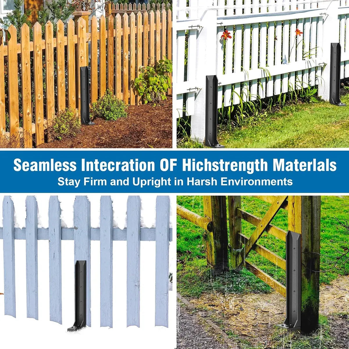 4 Piece Heavy Duty Fence Post Anchor Ground Stake For Fixing Leaning Wood Support
