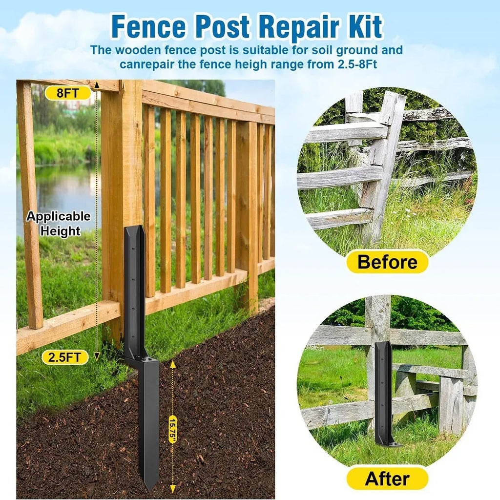 4 Piece Heavy Duty Fence Post Anchor Ground Stake For Fixing Leaning Wood Support