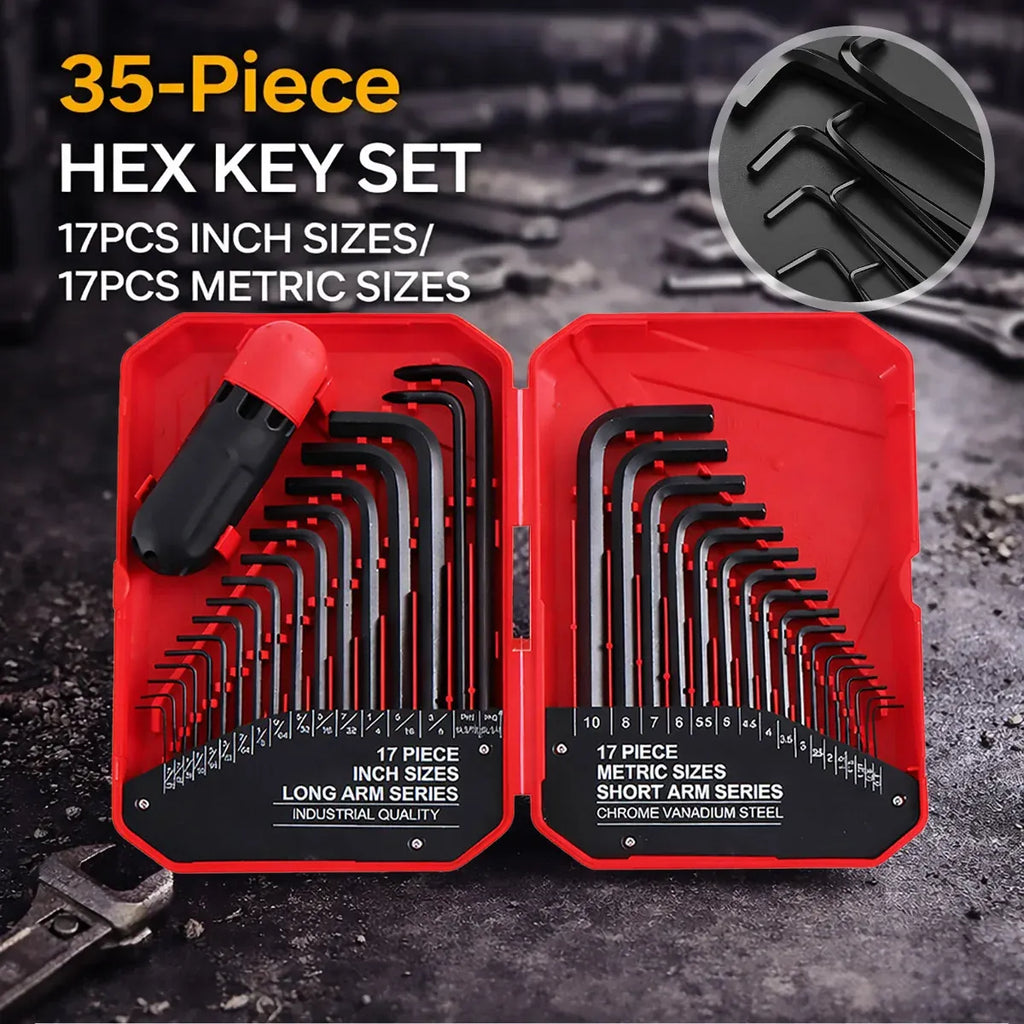 35 Piece L-Shaped Hex Key Wrench Set Allen Key Tool Kit For Home Car Repair Use
