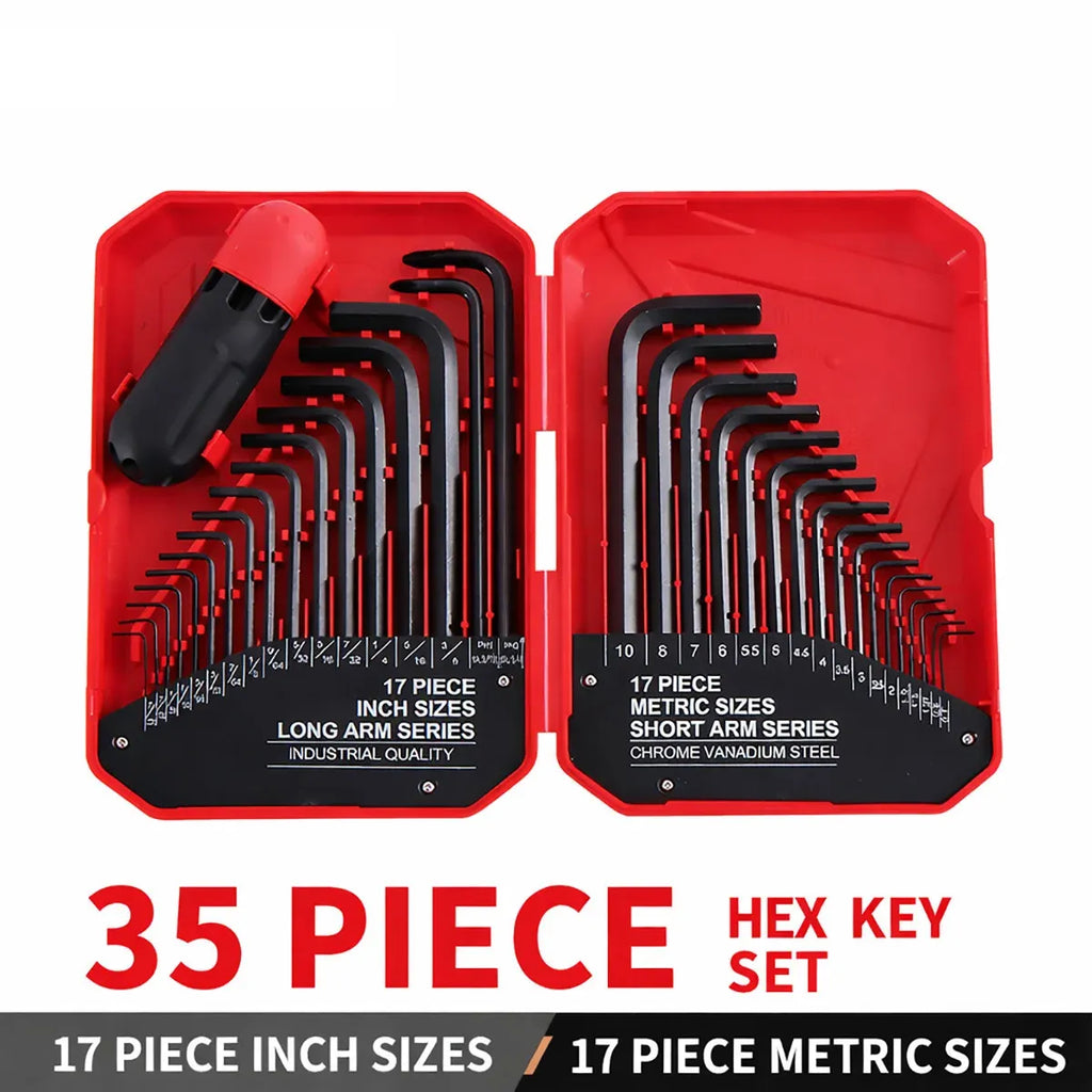 35 Piece L-Shaped Hex Key Wrench Set Allen Key Tool Kit For Home Car Repair Use