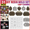 31 Piece DIY Resin Casting Mould and Pendant Tray Kit for Jewellery Making