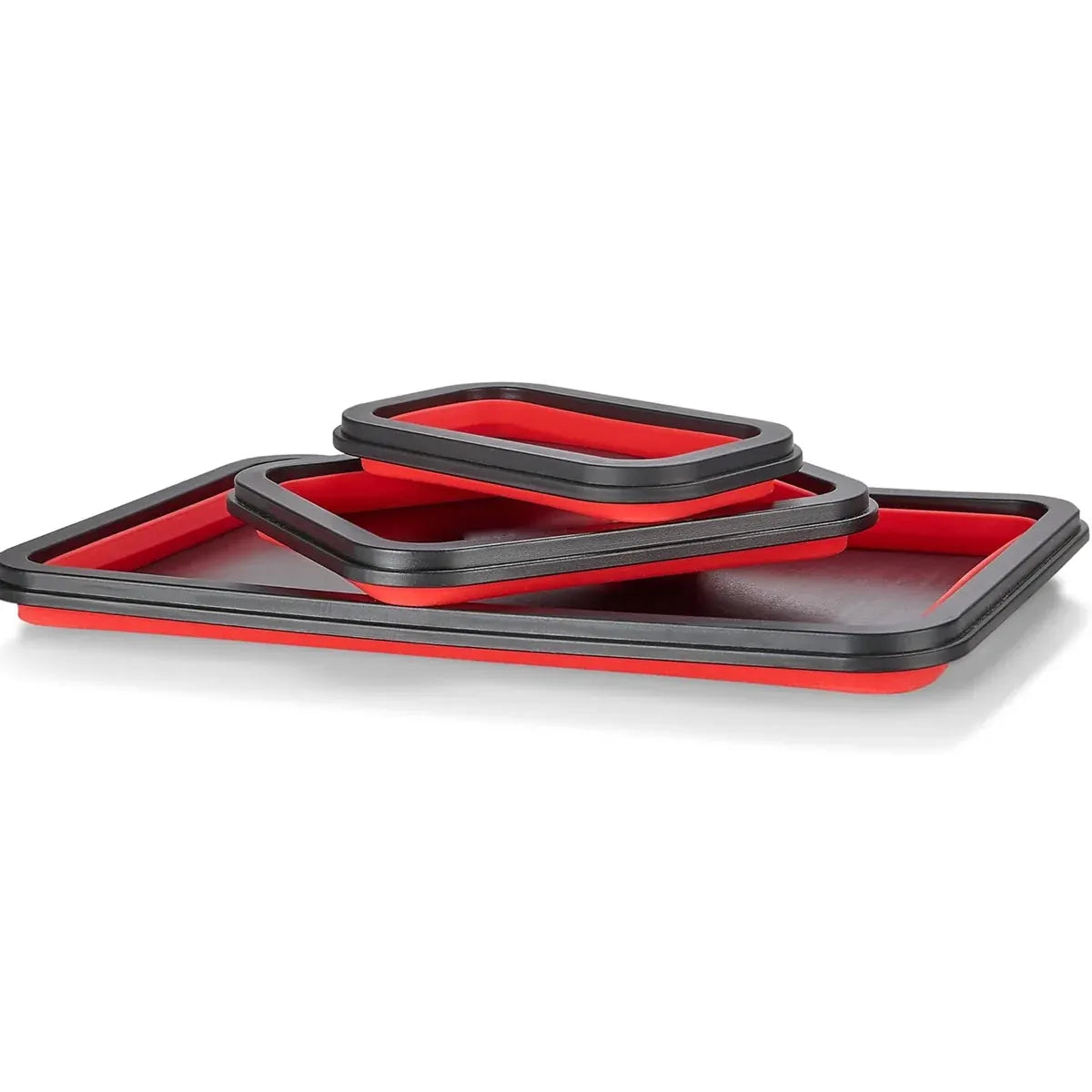 3 Piece Foldable Metal Parts Tray Set Silicone Tool Organizer for Garage Repair