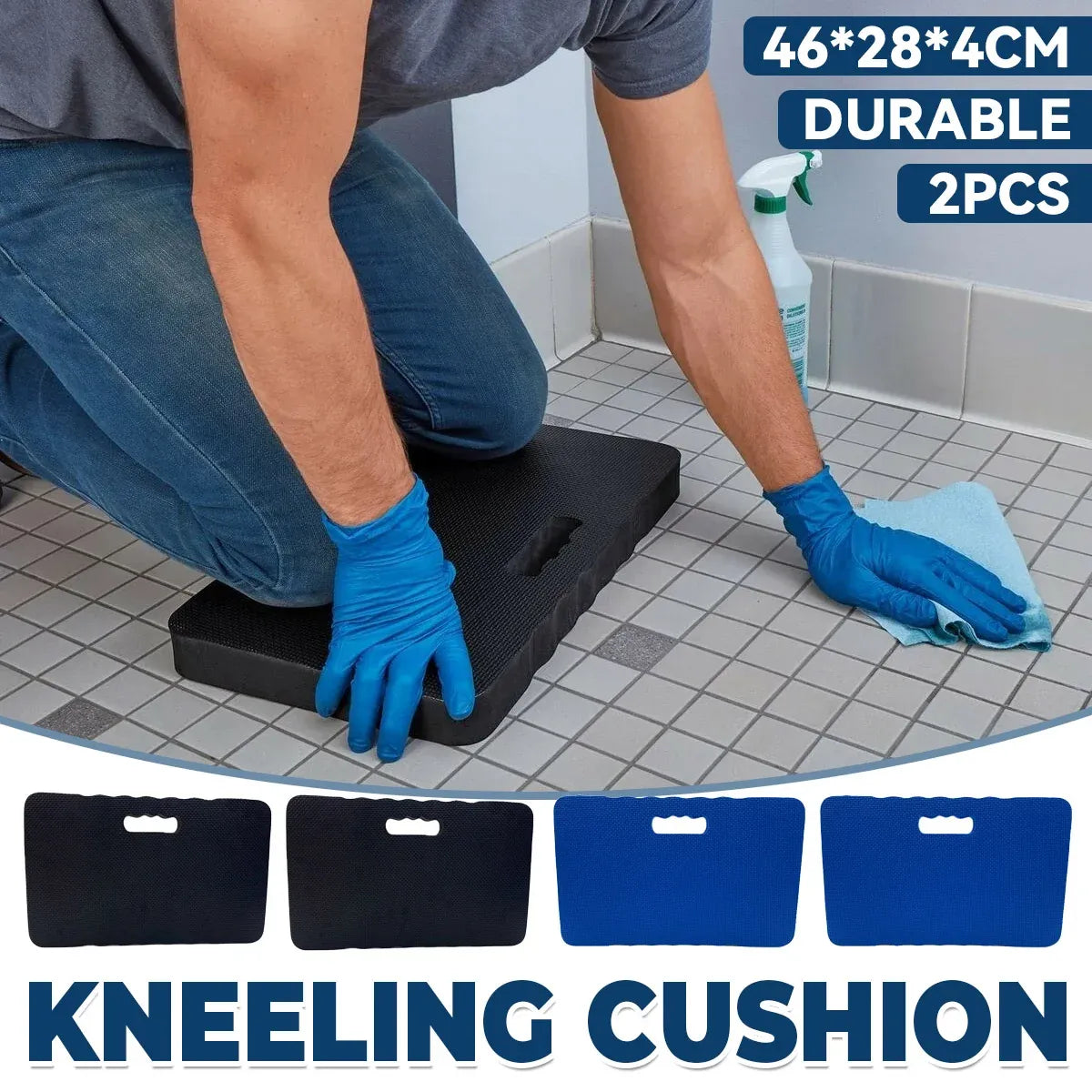 2 Piece Waterproof Anti-Slip Kneeling Cushion Home Garage Repair Knee Guard – Black