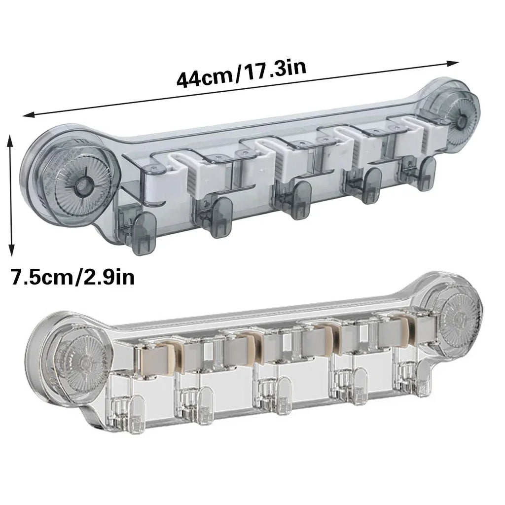 Wall-mounted Mop Fixing Rack Universal Model Strong Suction Cup Bathroom Rack – Grey