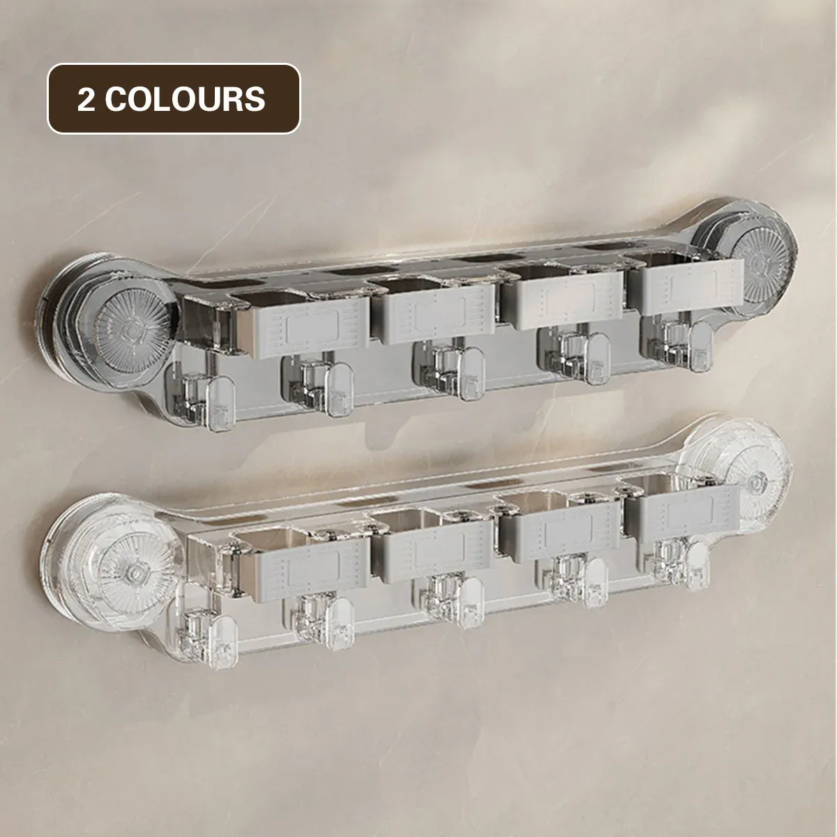 Wall-mounted Mop Fixing Rack Universal Model Strong Suction Cup Bathroom Rack – Grey