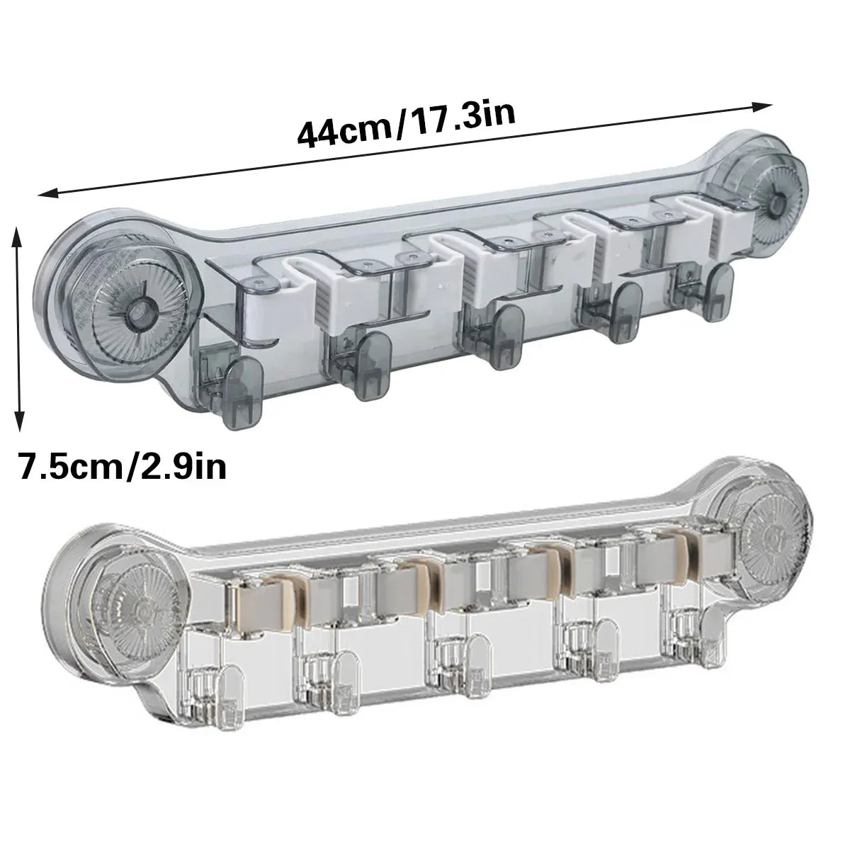 Wall-mounted Mop Fixing Rack Universal Model Strong Suction Cup Bathroom Rack – Transparent