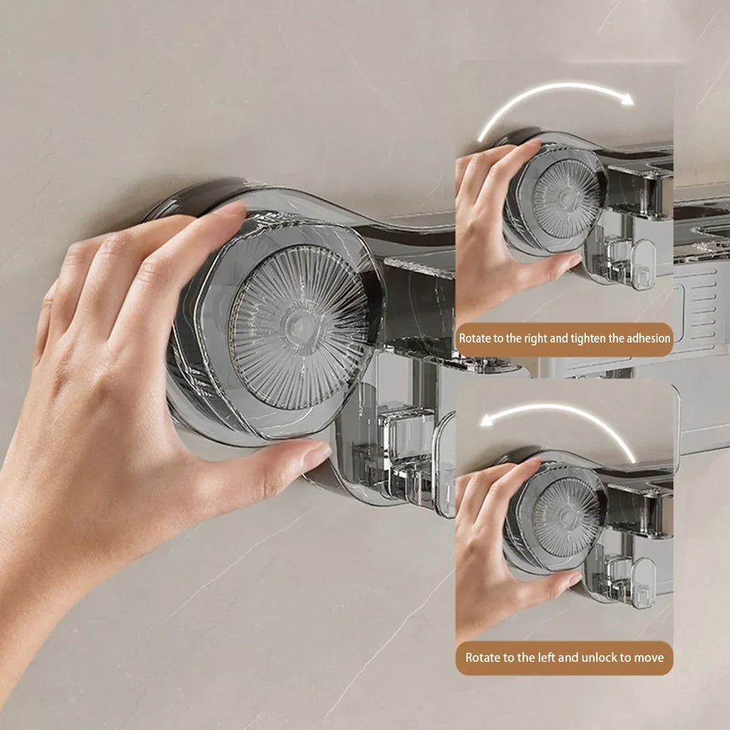 Wall-mounted Mop Fixing Rack Universal Model Strong Suction Cup Bathroom Rack – Transparent