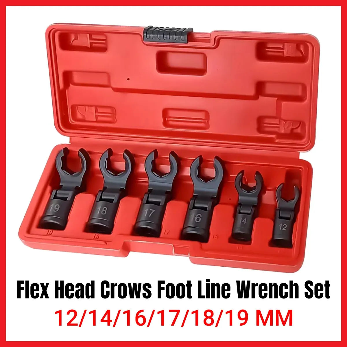 6 Piece Fuel Line Wrench Set Swivel Head Injector Nozzle Tool Kit