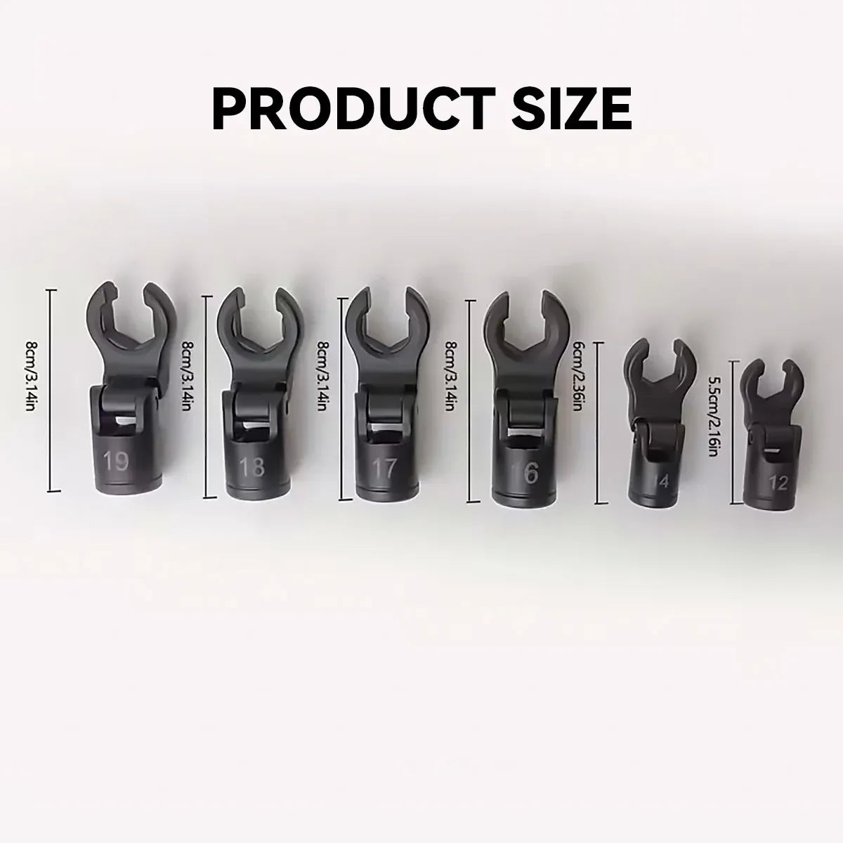 6 Piece Fuel Line Wrench Set Swivel Head Injector Nozzle Tool Kit