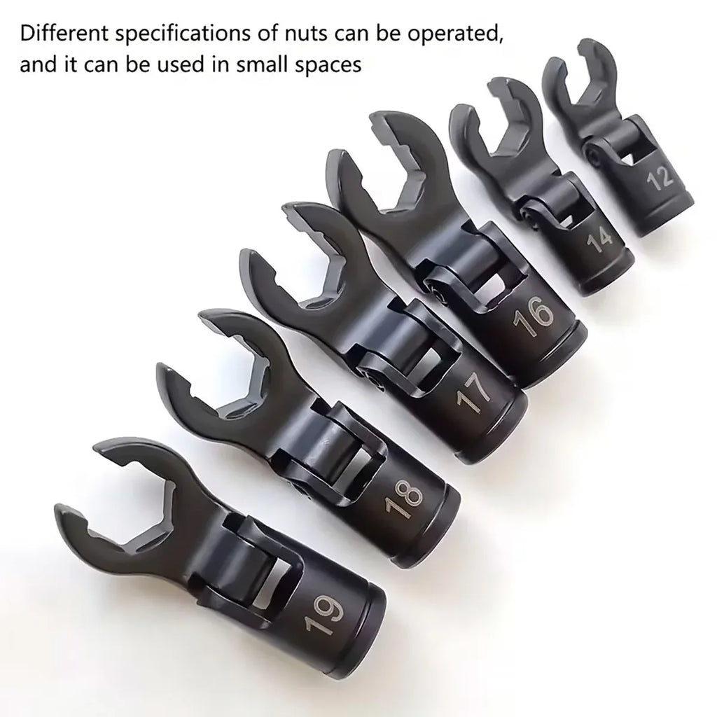6 Piece Fuel Line Wrench Set Swivel Head Injector Nozzle Tool Kit