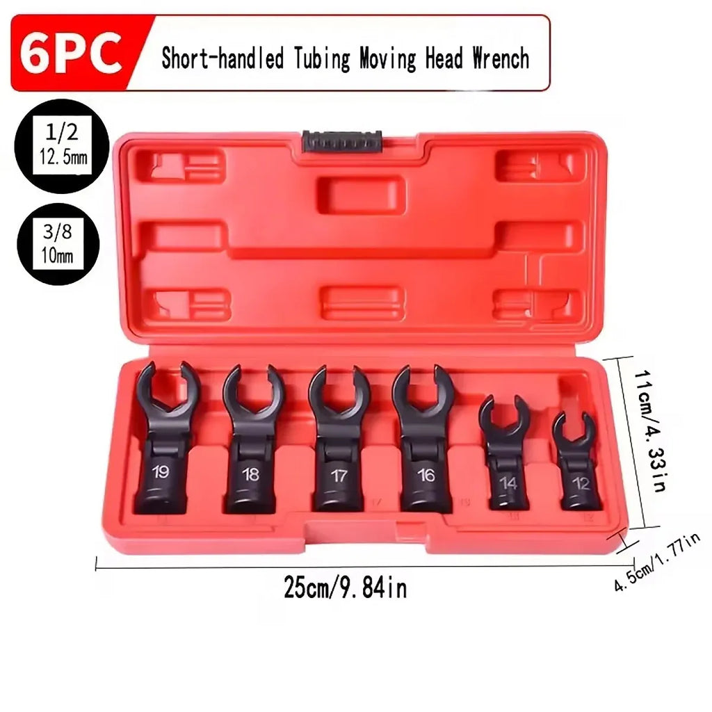 6 Piece Fuel Line Wrench Set Swivel Head Injector Nozzle Tool Kit