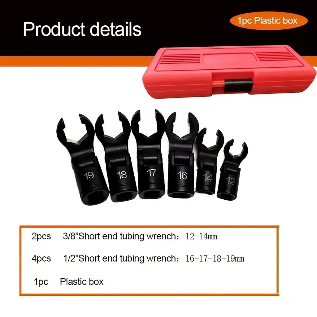 6 Piece Fuel Line Wrench Set Swivel Head Injector Nozzle Tool Kit