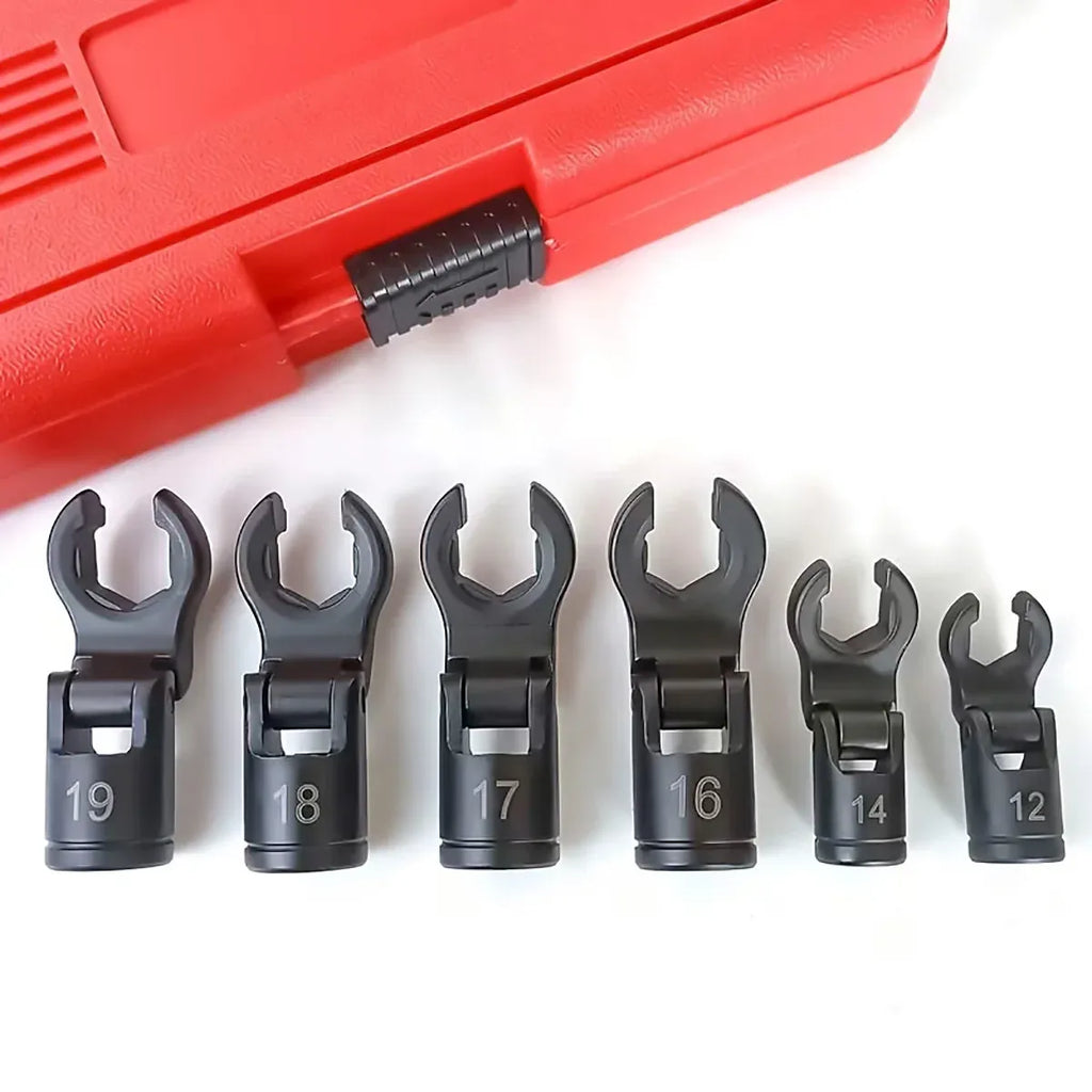 6 Piece Fuel Line Wrench Set Swivel Head Injector Nozzle Tool Kit