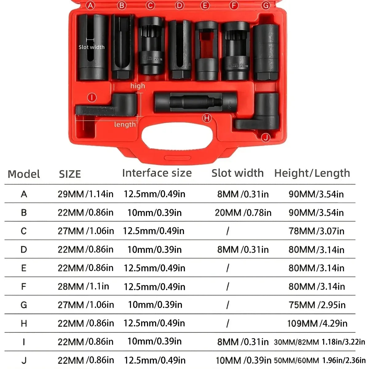 10 Piece Car Truck Oxygen Sensor Removal Tool Wrench Repair Kit Auto Tools Set
