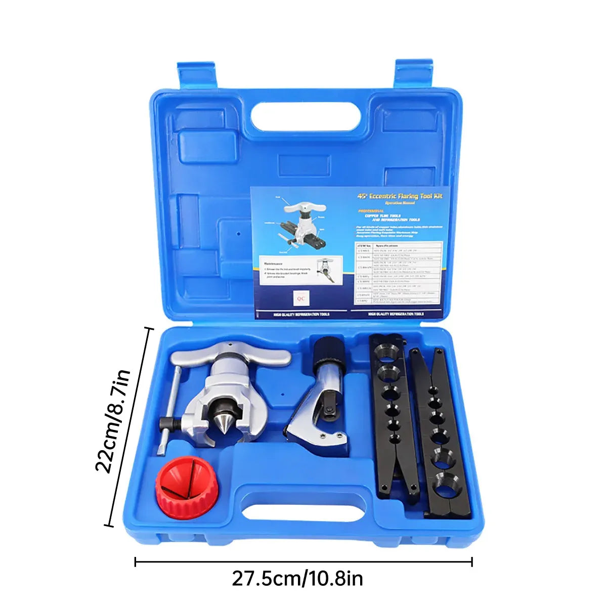 5 Piece Eccentric Flaring Tool Kit 45-Degree Flare for Refrigeration Plumbing Repair