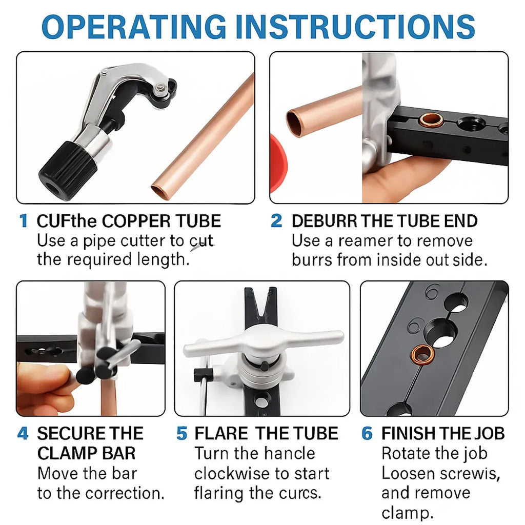 5 Piece Eccentric Flaring Tool Kit 45-Degree Flare for Refrigeration Plumbing Repair