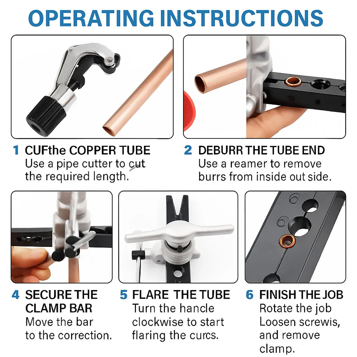 5 Piece Eccentric Flaring Tool Kit 45-Degree Flare for Refrigeration Plumbing Repair