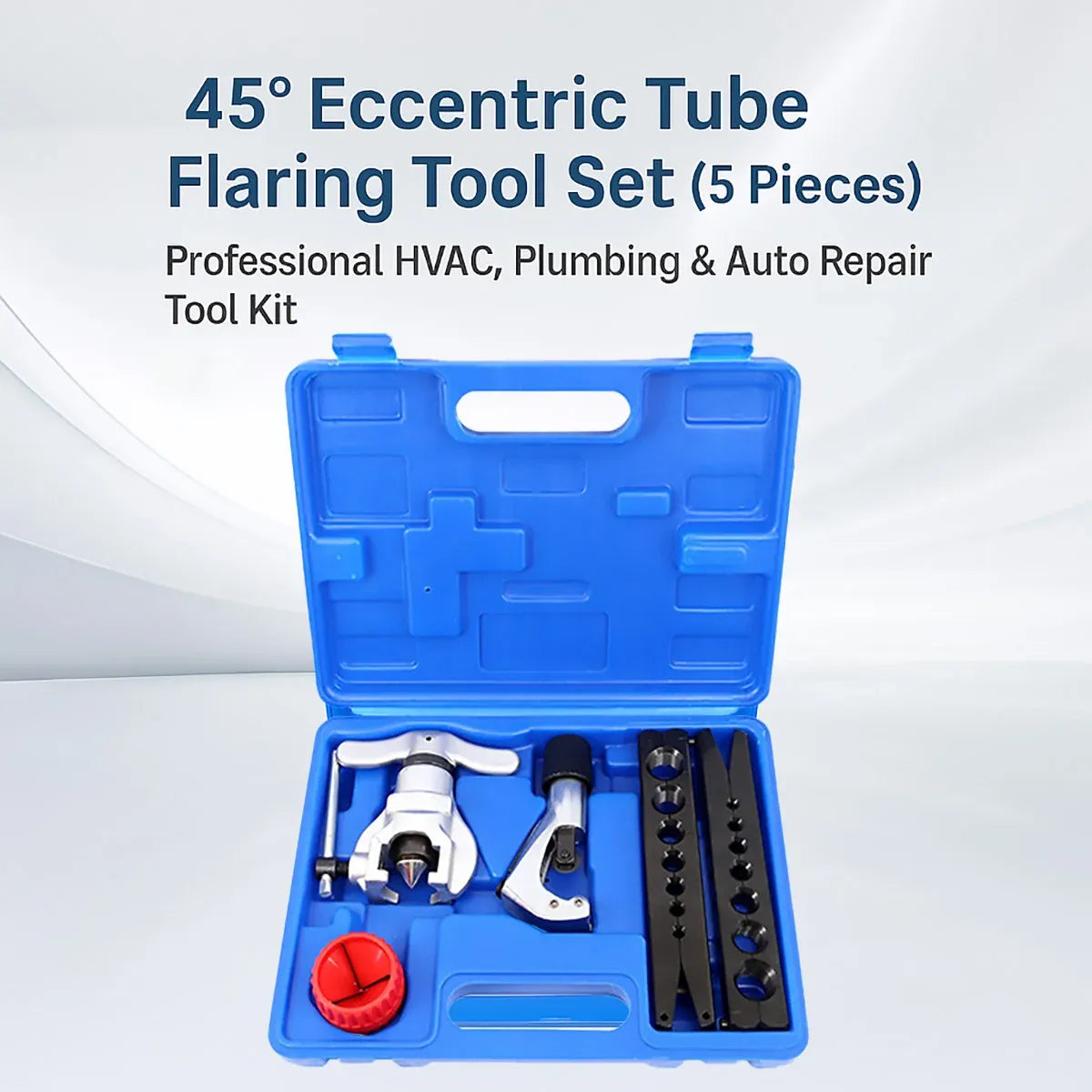 5 Piece Eccentric Flaring Tool Kit 45-Degree Flare for Refrigeration Plumbing Repair
