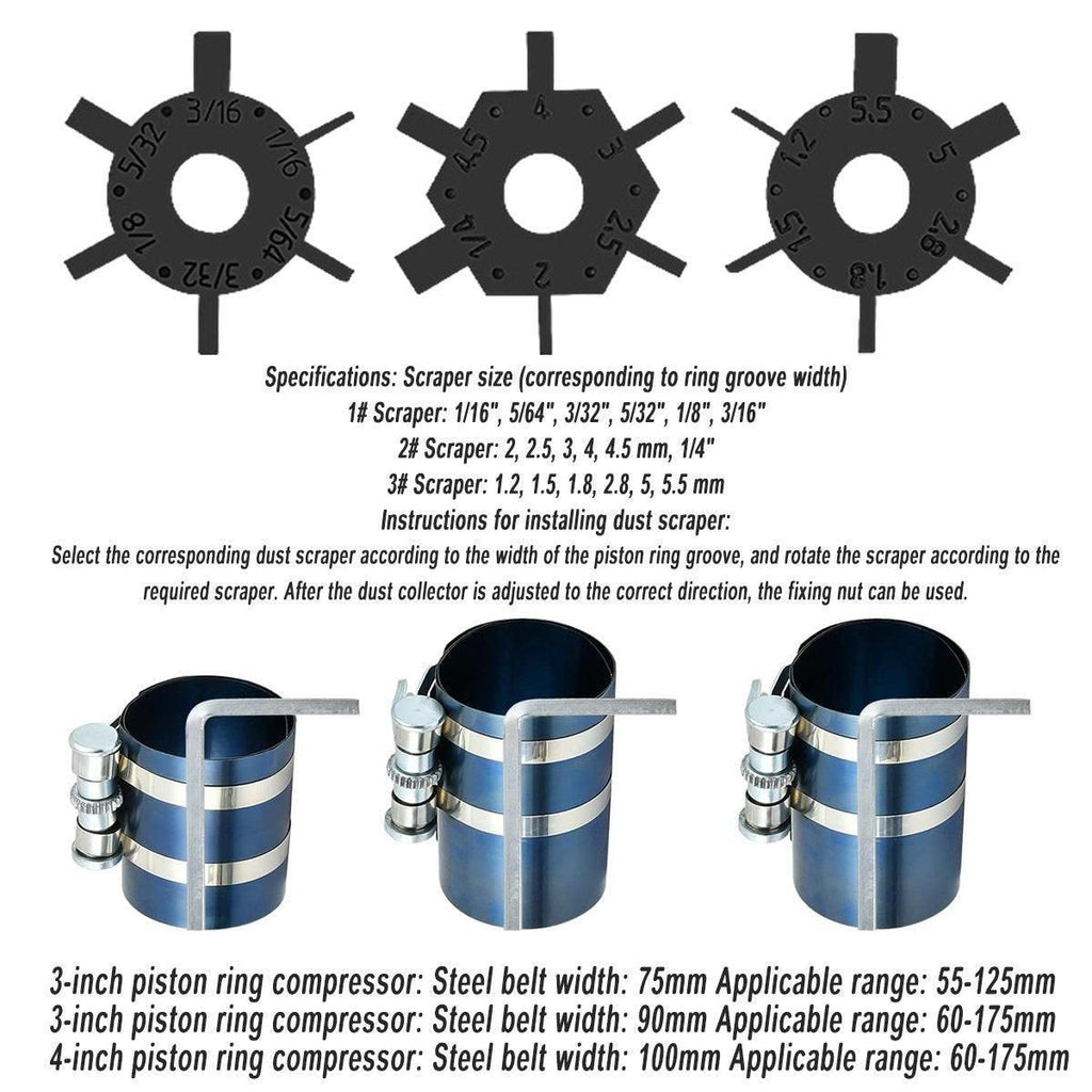 11X Auto Engine Piston Ring Service Tool Set Compressor Tools Kit for Car