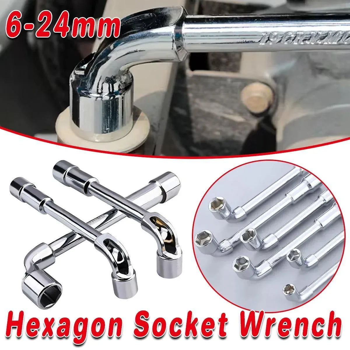 6-23mm L Shaped Socket Wrench Elbow Multi Size Hardware Repair Tool Set – 21mm