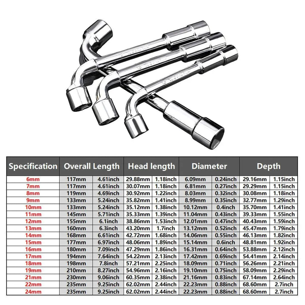 6-23mm L Shaped Socket Wrench Elbow Multi Size Hardware Repair Tool Set – 21mm