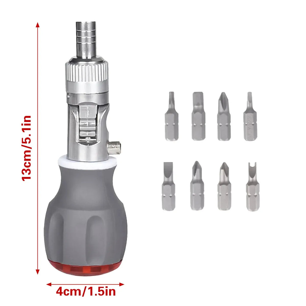 8 in 1 Multi Function Ratchet Screwdriver Durable Chrome Vanadium Steel Repair