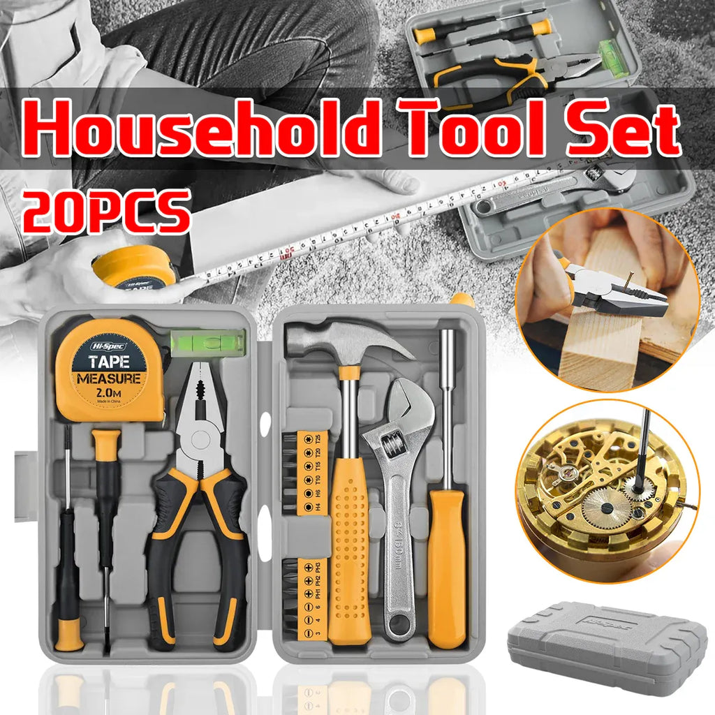 20 Piece Household Tool Set Home Repair Kit with Screwdriver Pliers Wrench Hammer