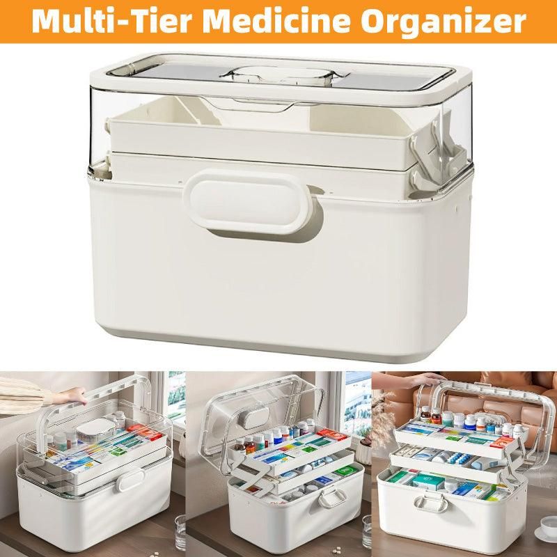 Household Transparent First Aid Kit Multi Layer Medical Storage Box Organizer