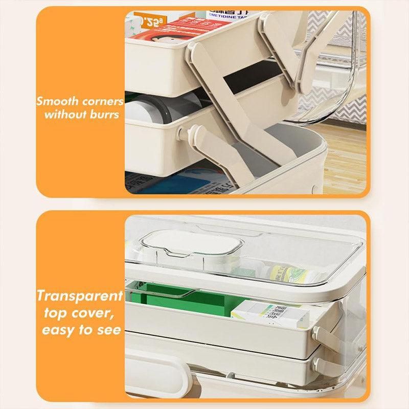 Household Transparent First Aid Kit Multi Layer Medical Storage Box Organizer